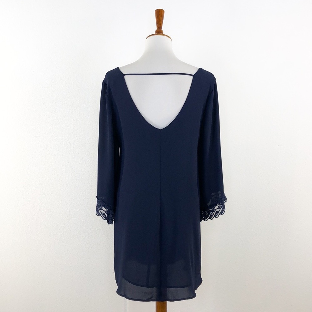 ASTR Navy Blue Lace Detail Flowy Dress - Picture 4 of 8